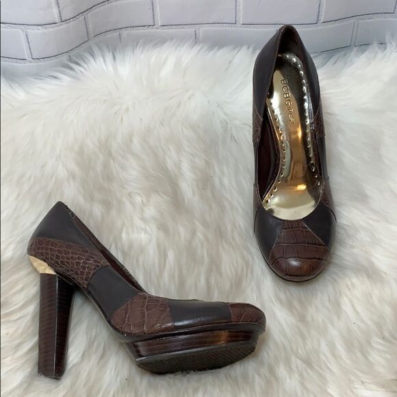 BCBGirls Karma Brown Croc/Black Platform Heel Sz 9 - Picture 1 of 7